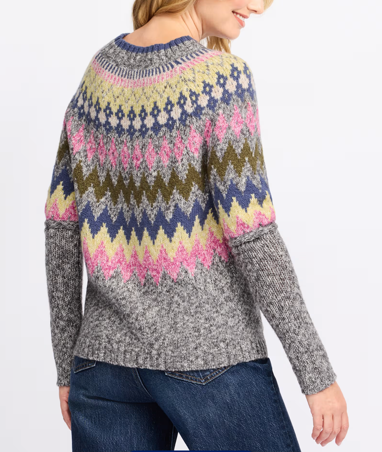 Tribal Pink Flambe Intarsia Sweater