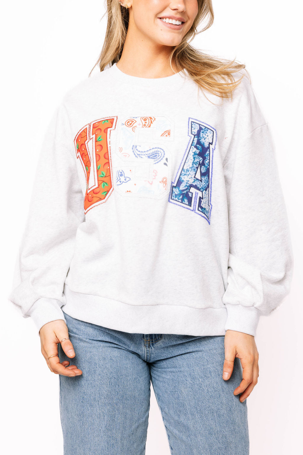 Queen of Sparkles Grey USA Sweatshirt