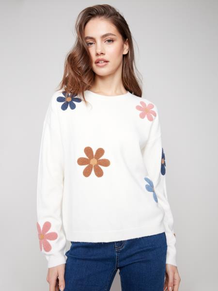 Boucle Flower Plush Sweater