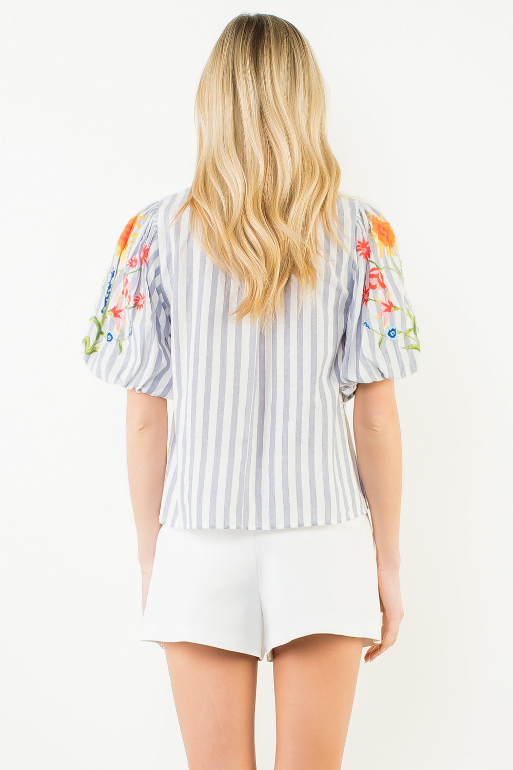Vail Striped Puff Sleeve Blouse by THML