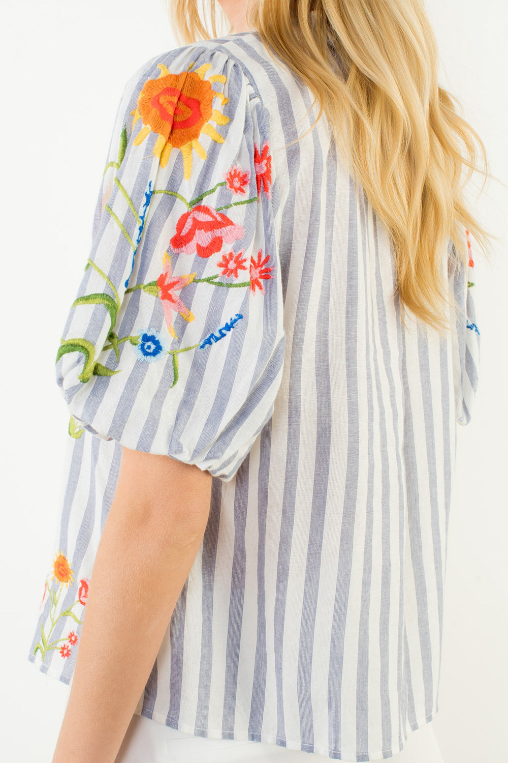 Vail Striped Puff Sleeve Blouse by THML