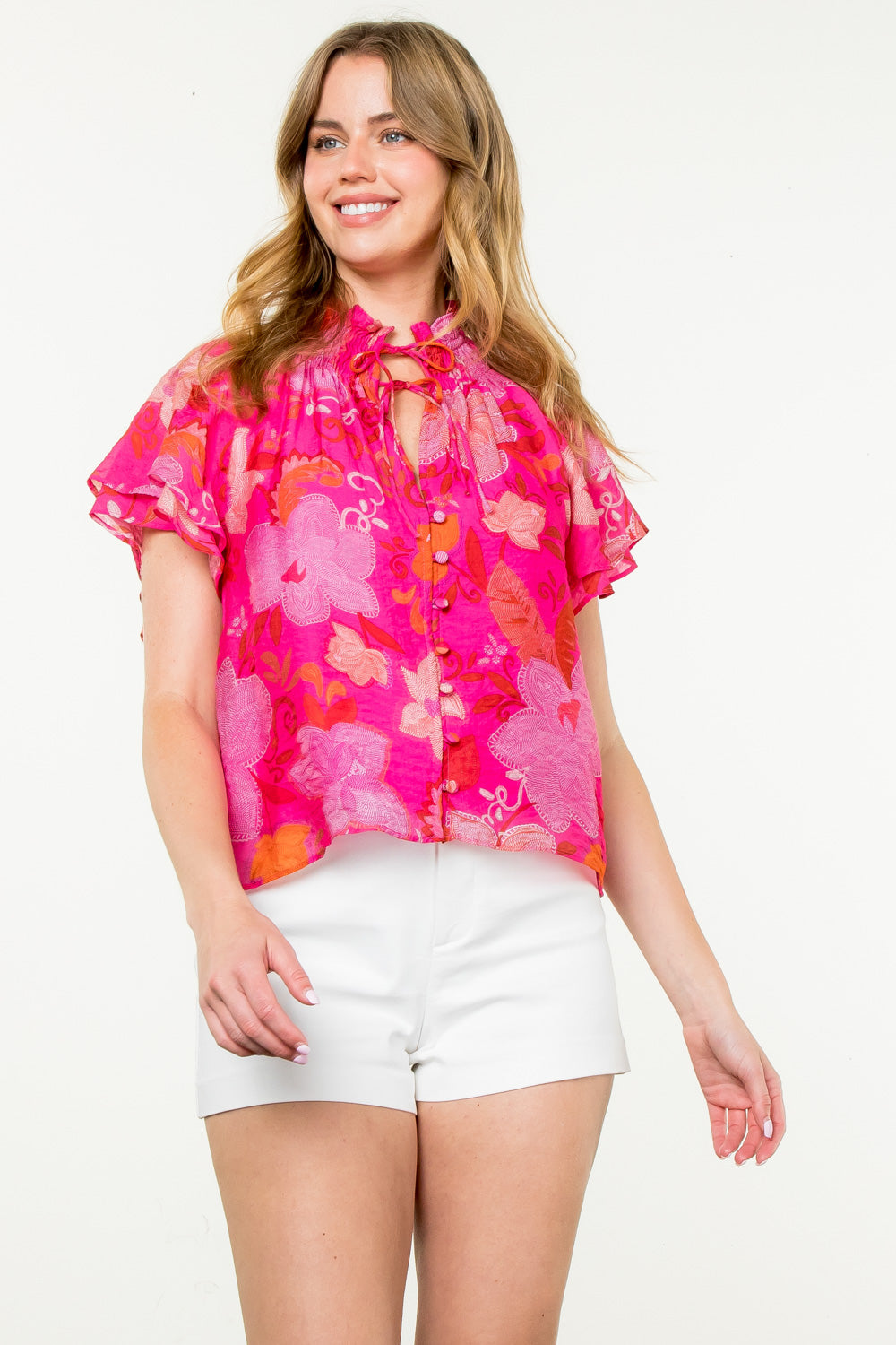 THML Flutter Sleeve Floral Blouse