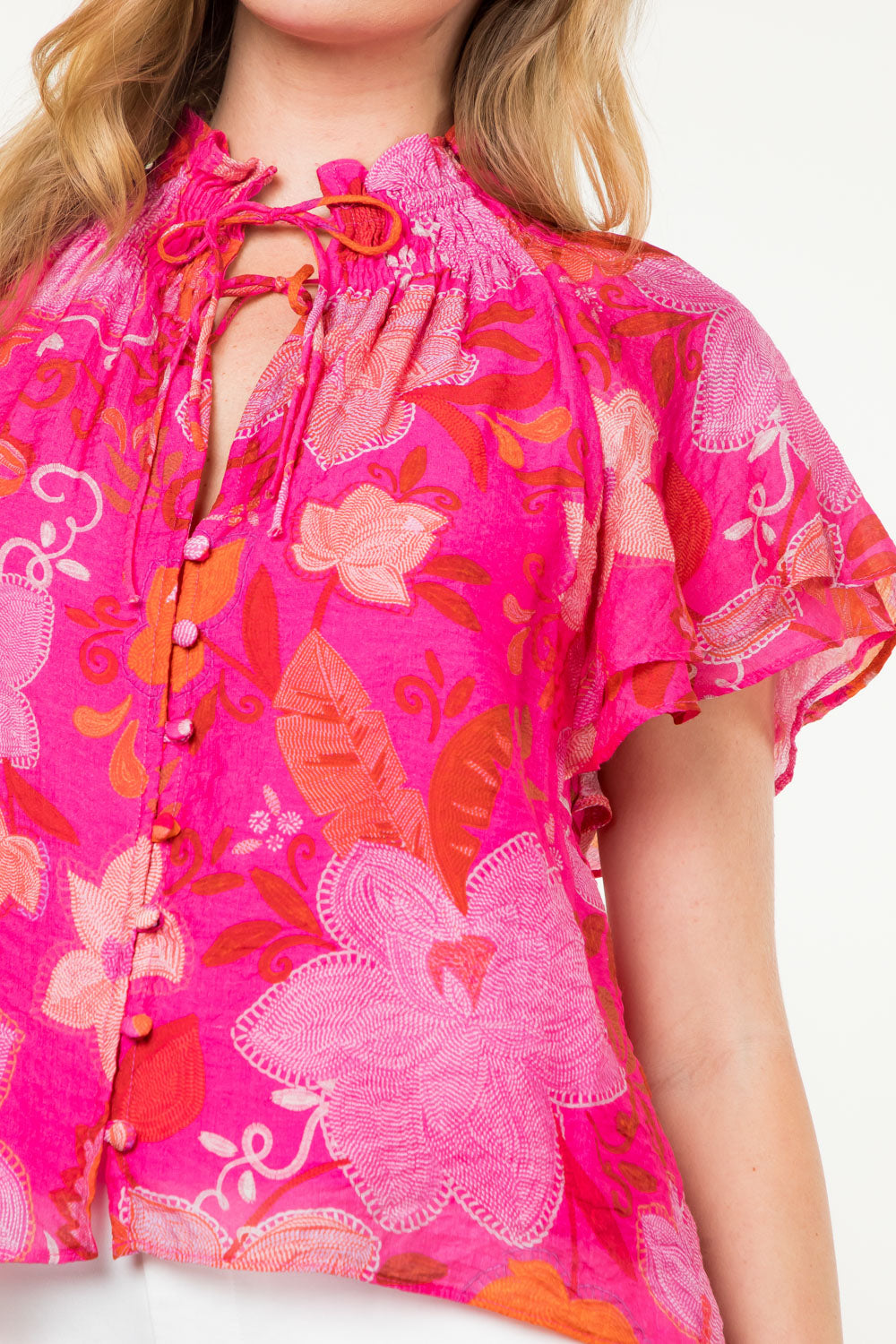 THML Flutter Sleeve Floral Blouse