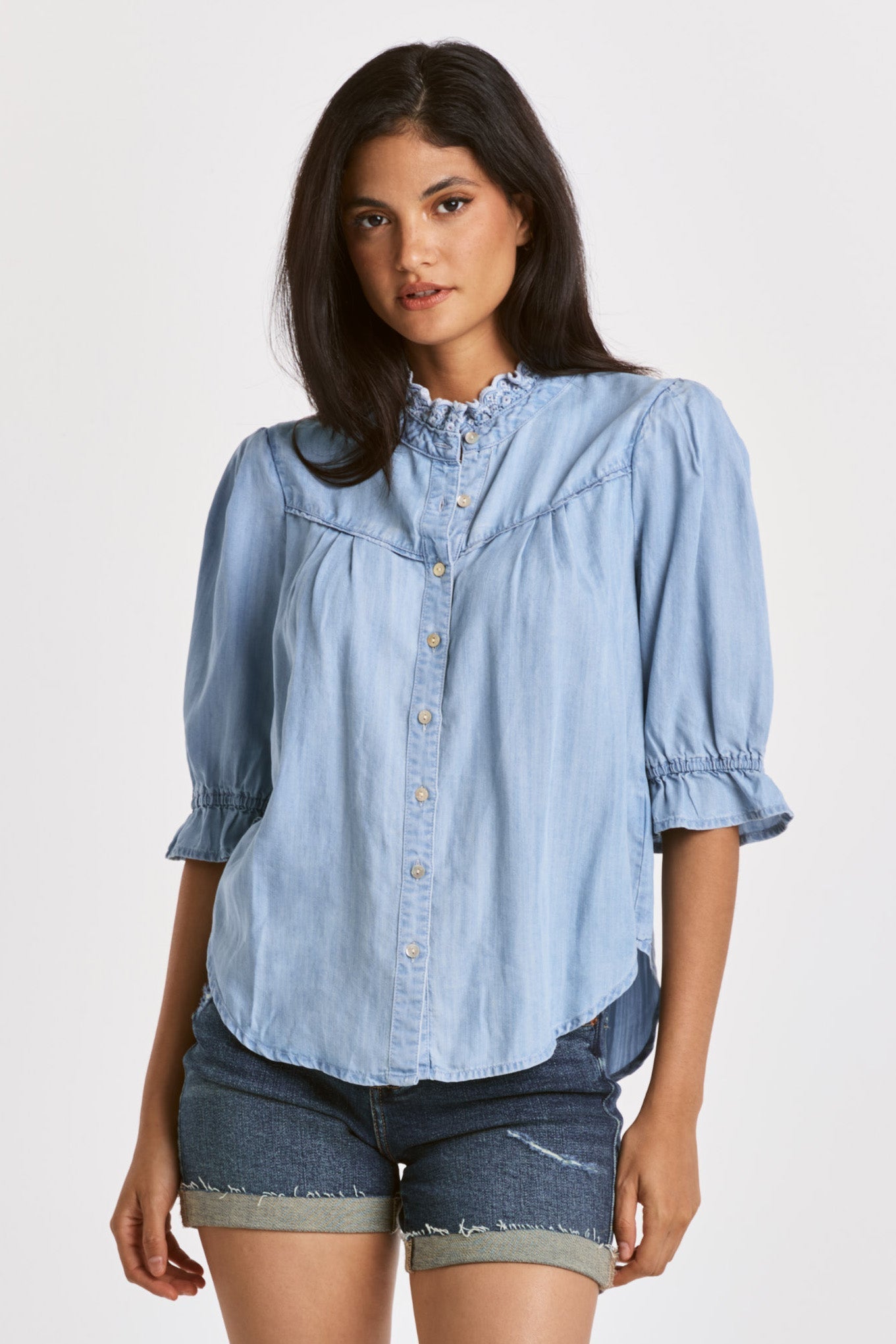 Janella Button Front Tencel Blouse - FINAL SALE