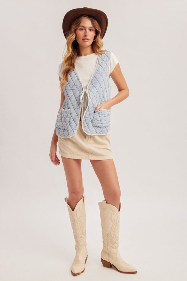 Eloise Quilted Denim Vest