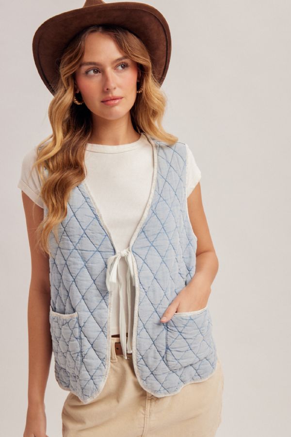 Eloise Quilted Denim Vest