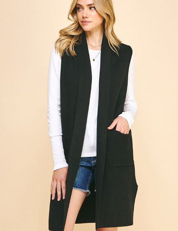 Sleek Open Front Cardigan Sleeveless Sweater