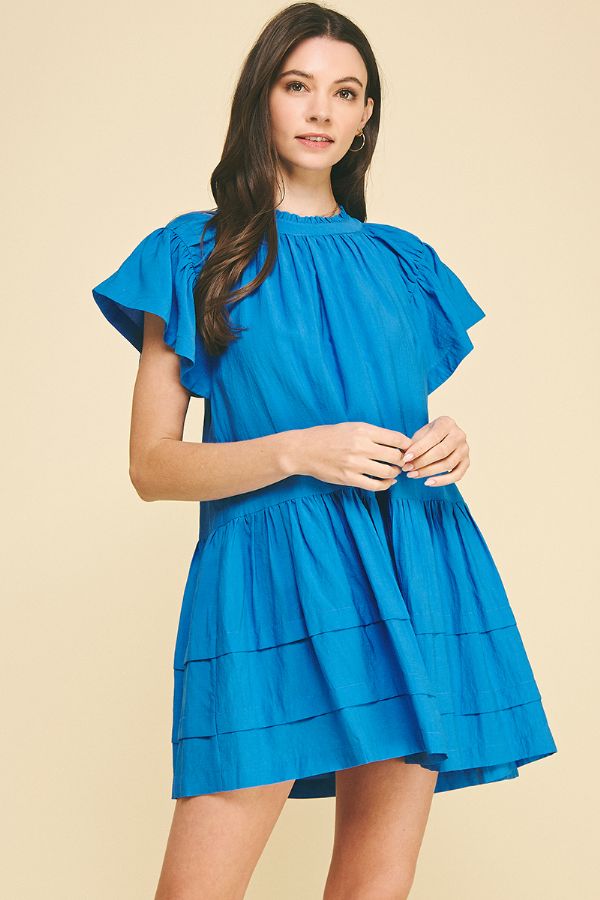 Natalie Solid Ruffle Dress