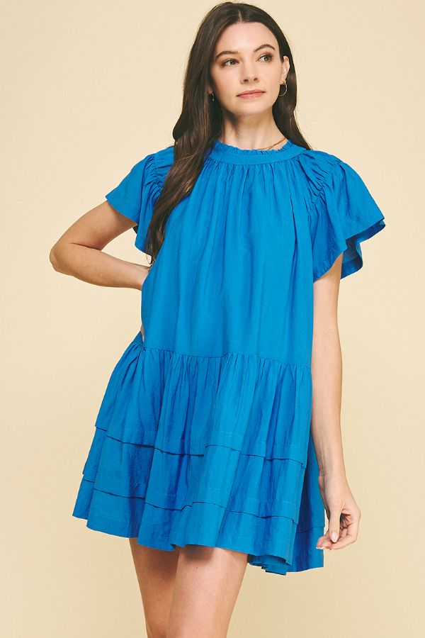 Natalie Solid Ruffle Dress