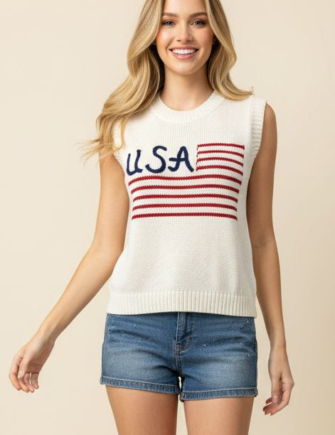 USA American Flag Knit Sweater