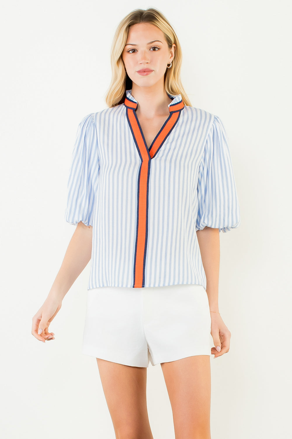 THML Puff Sleeve Stripe Top