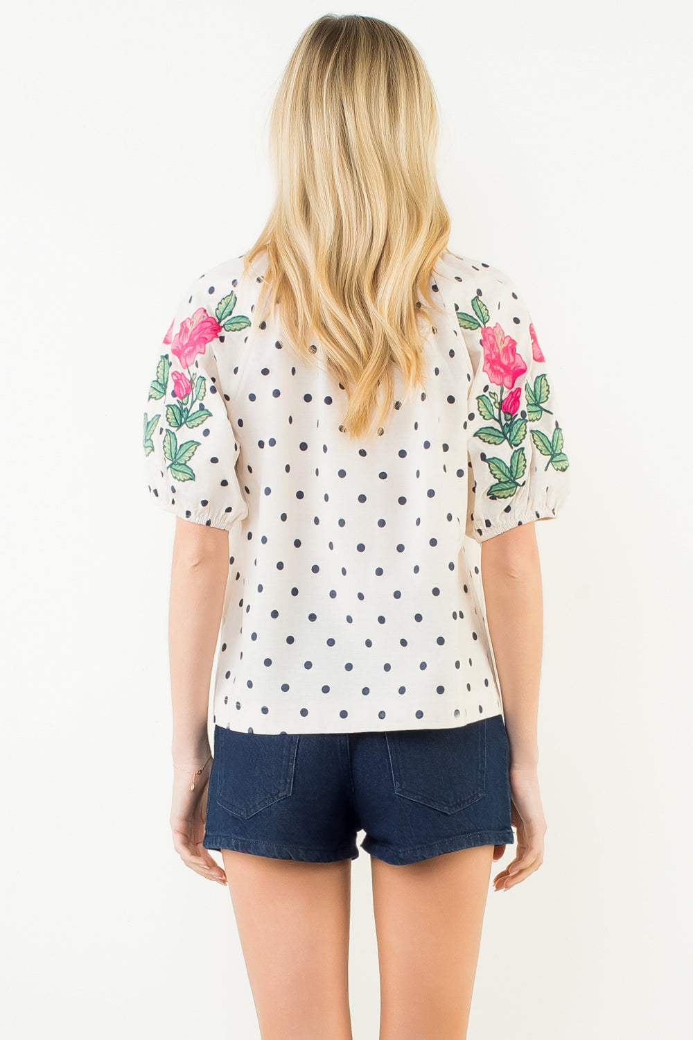 THML Polka Dot Puff Sleeve Blouse