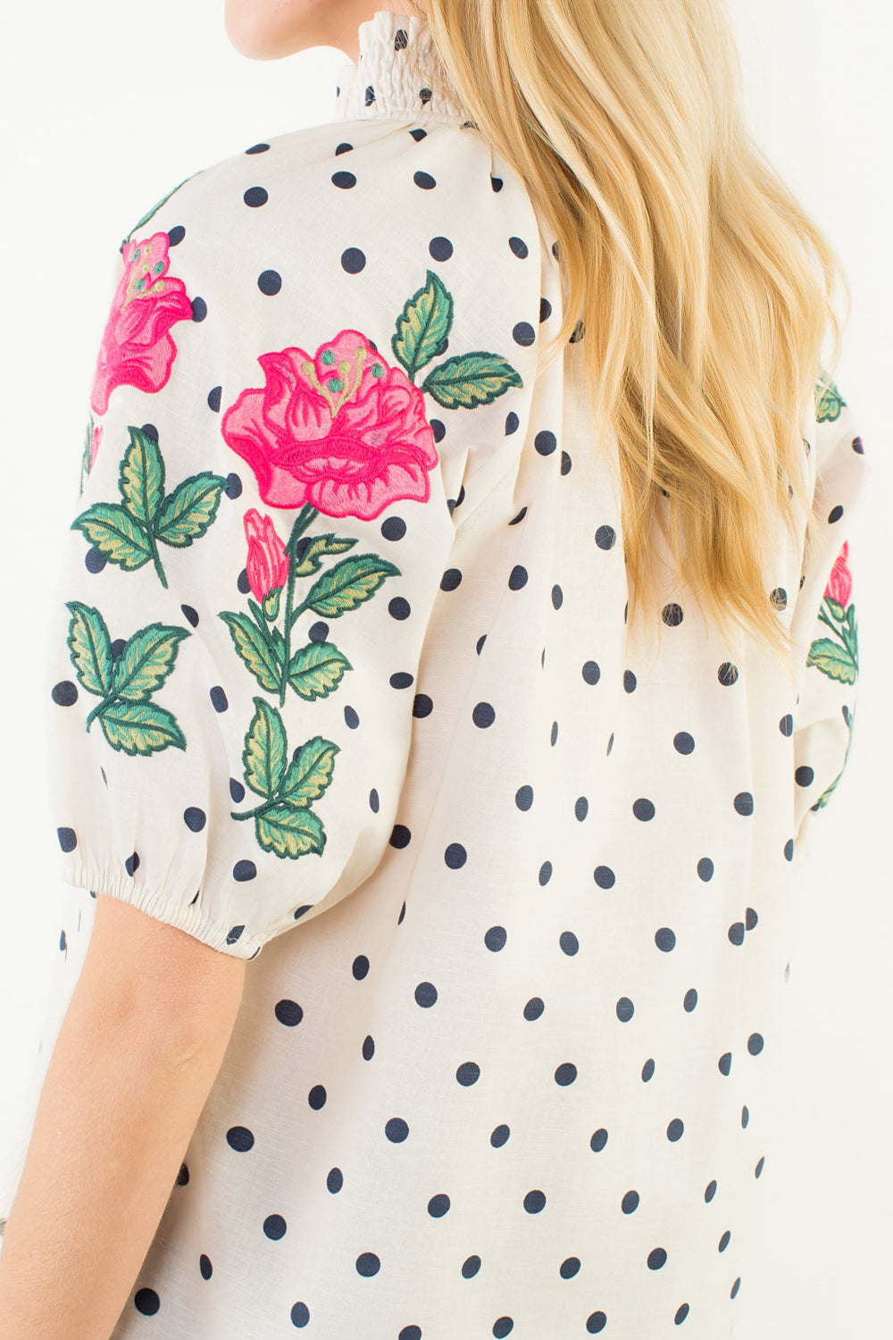THML Polka Dot Puff Sleeve Blouse