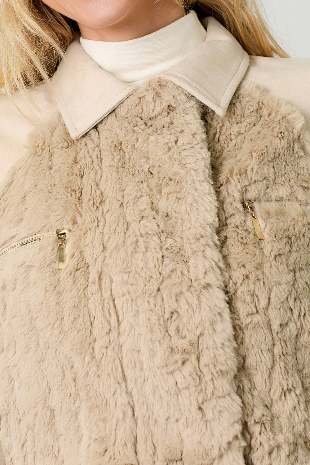 Faux Fur & Suede Crop Jacket