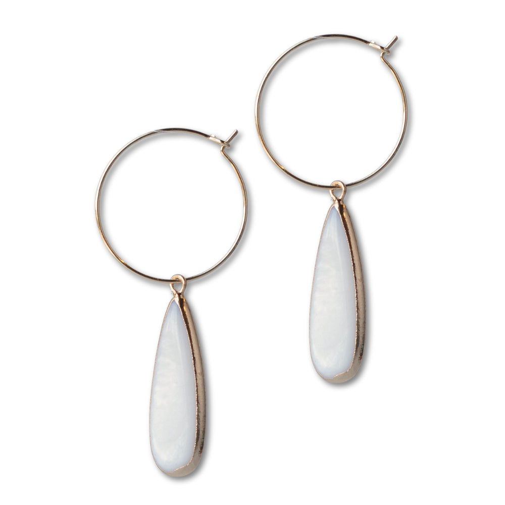 Teardrop Shell Hoop Earrings