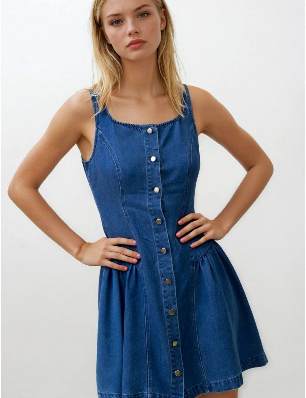 Claire Fit and Flare Denim Mini Dress