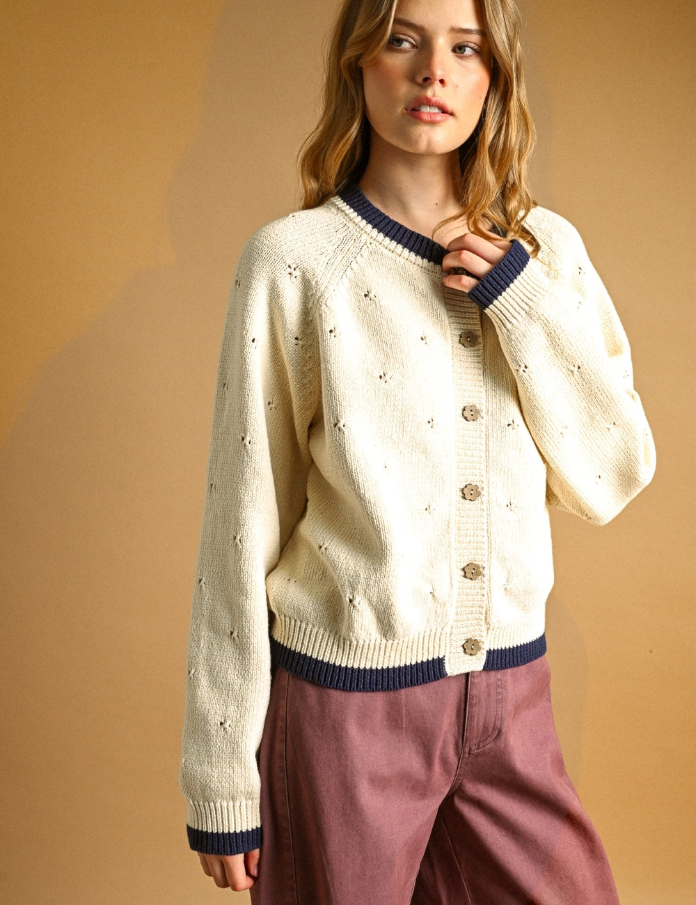 Ivory Pointelle Cardigan