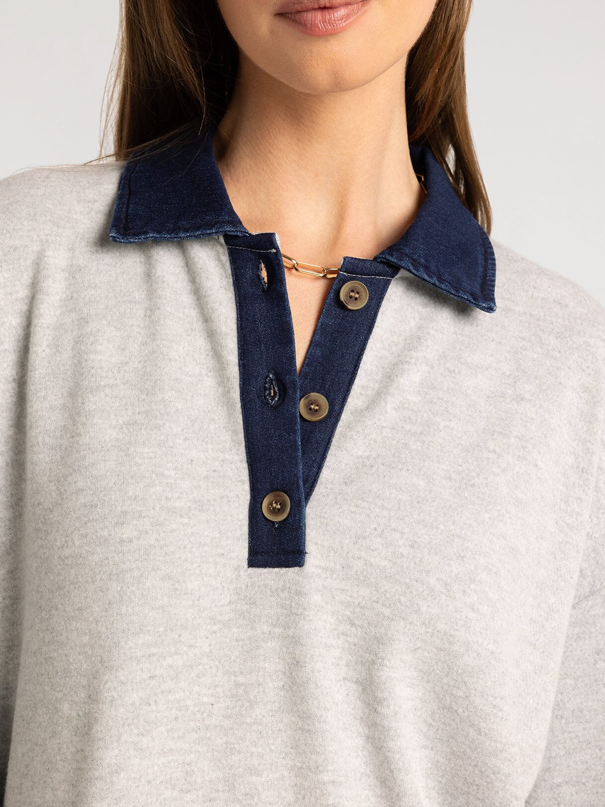 The Crest Denim Collar Pullover
