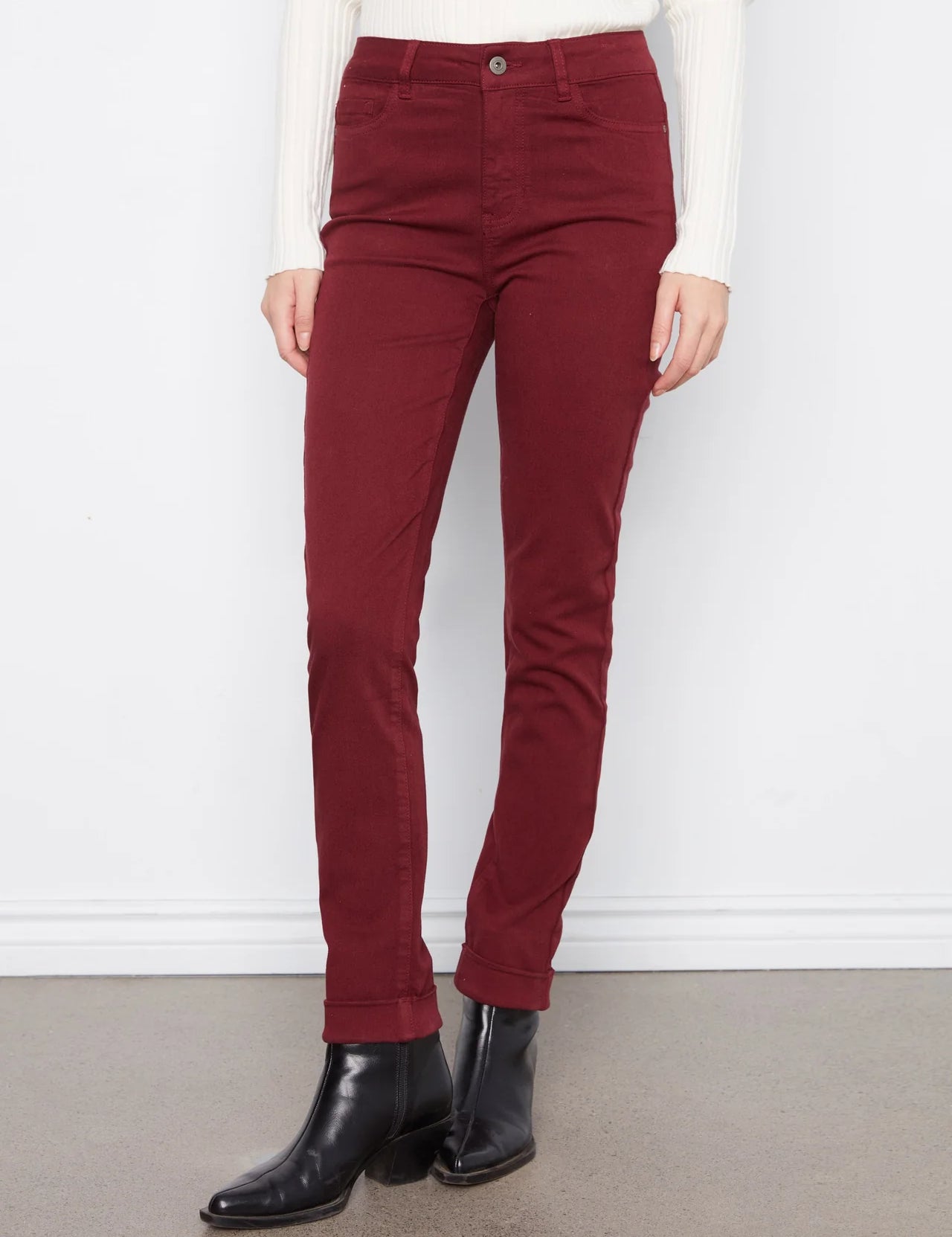 Charlie B Cuffed Merlot Denim Jeans