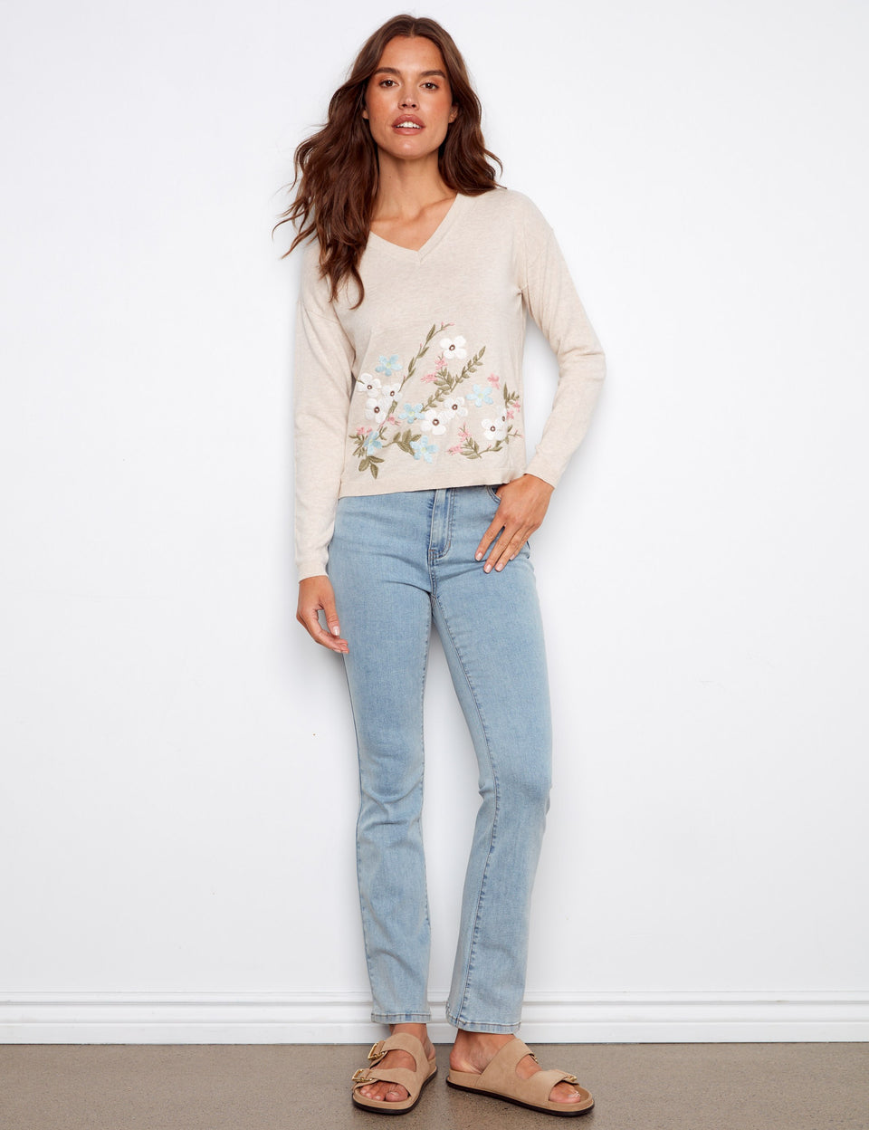 Long Sleeve Cotton Embroidered Sweater