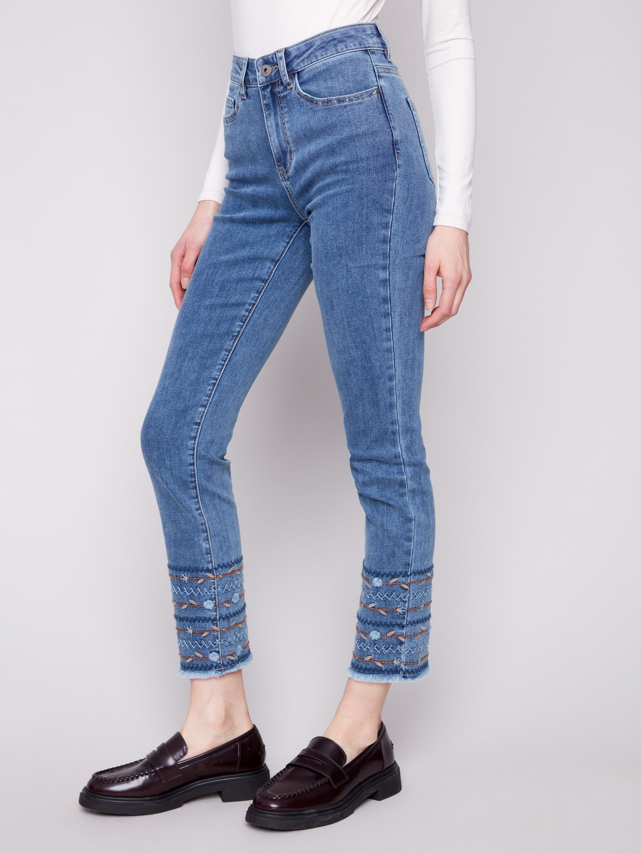 Charlie B Embroidered Hem Jeans
