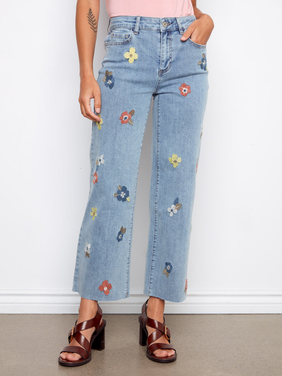 Charlie B Floral Embroidered Denim Jean