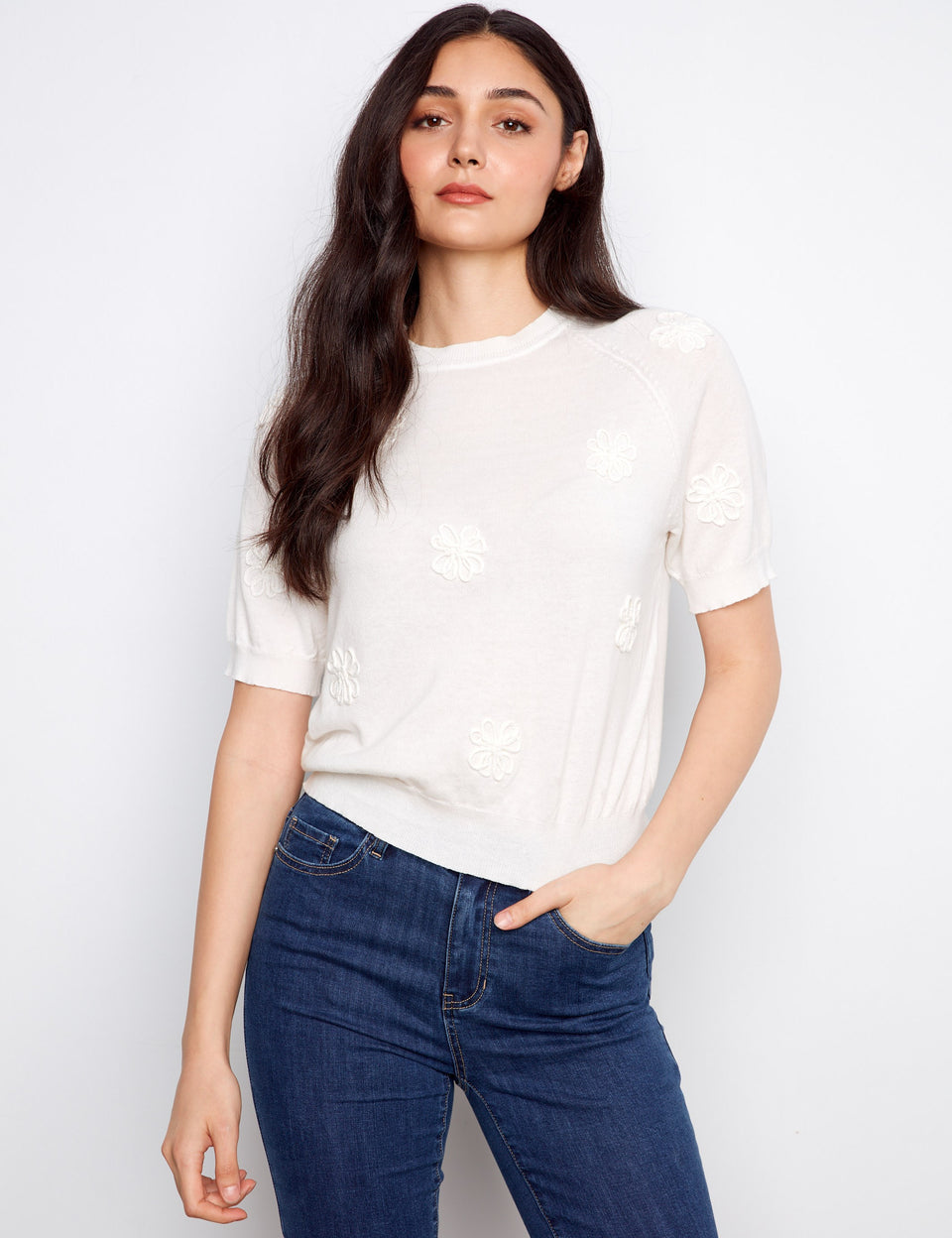 Cassandra Floral Applique Knit Top