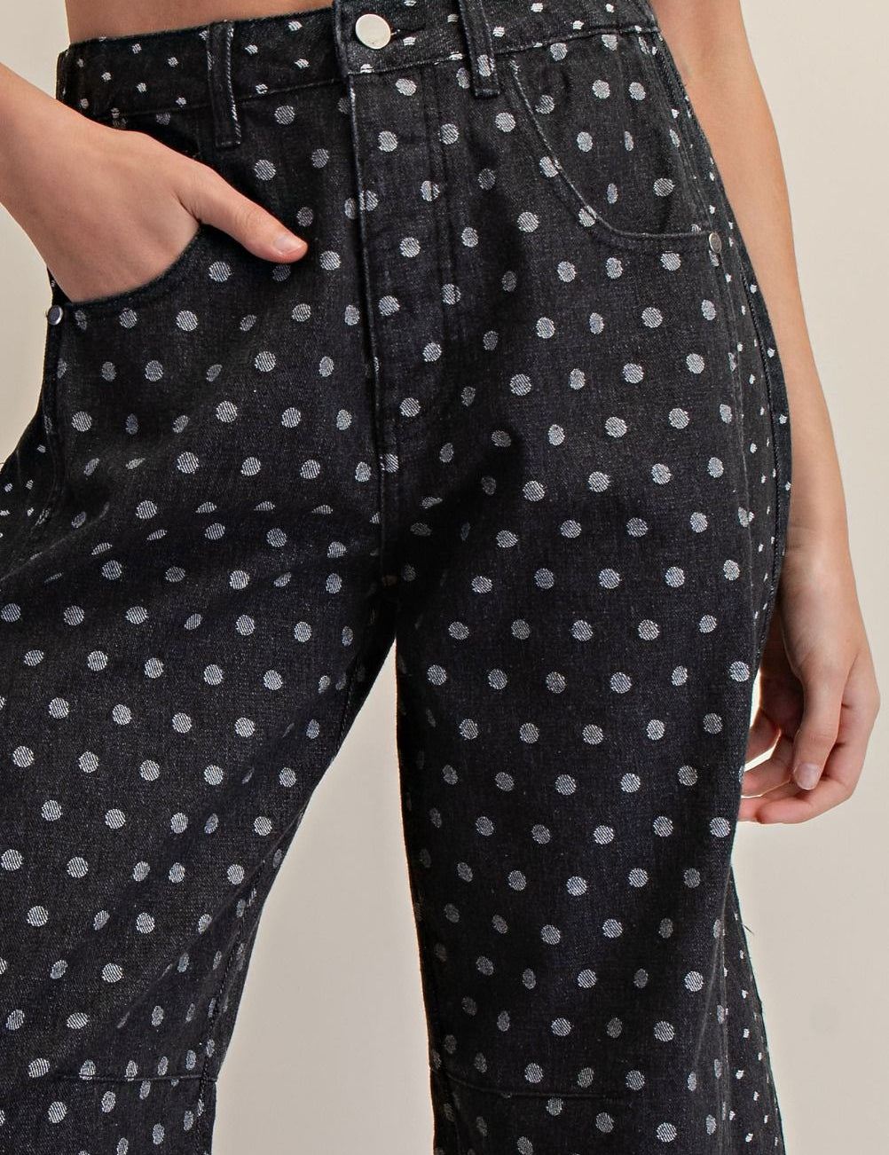 Black Wash Polka Denim