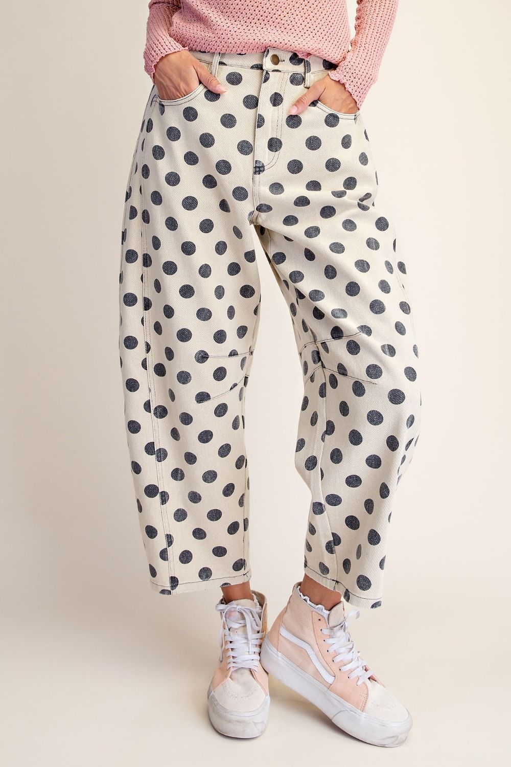 Khaki Polka Dot Barrel Jeans