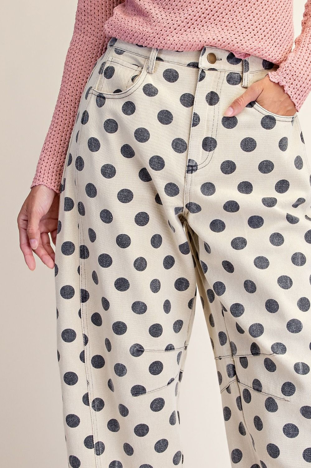 Khaki Polka Dot Barrel Jeans