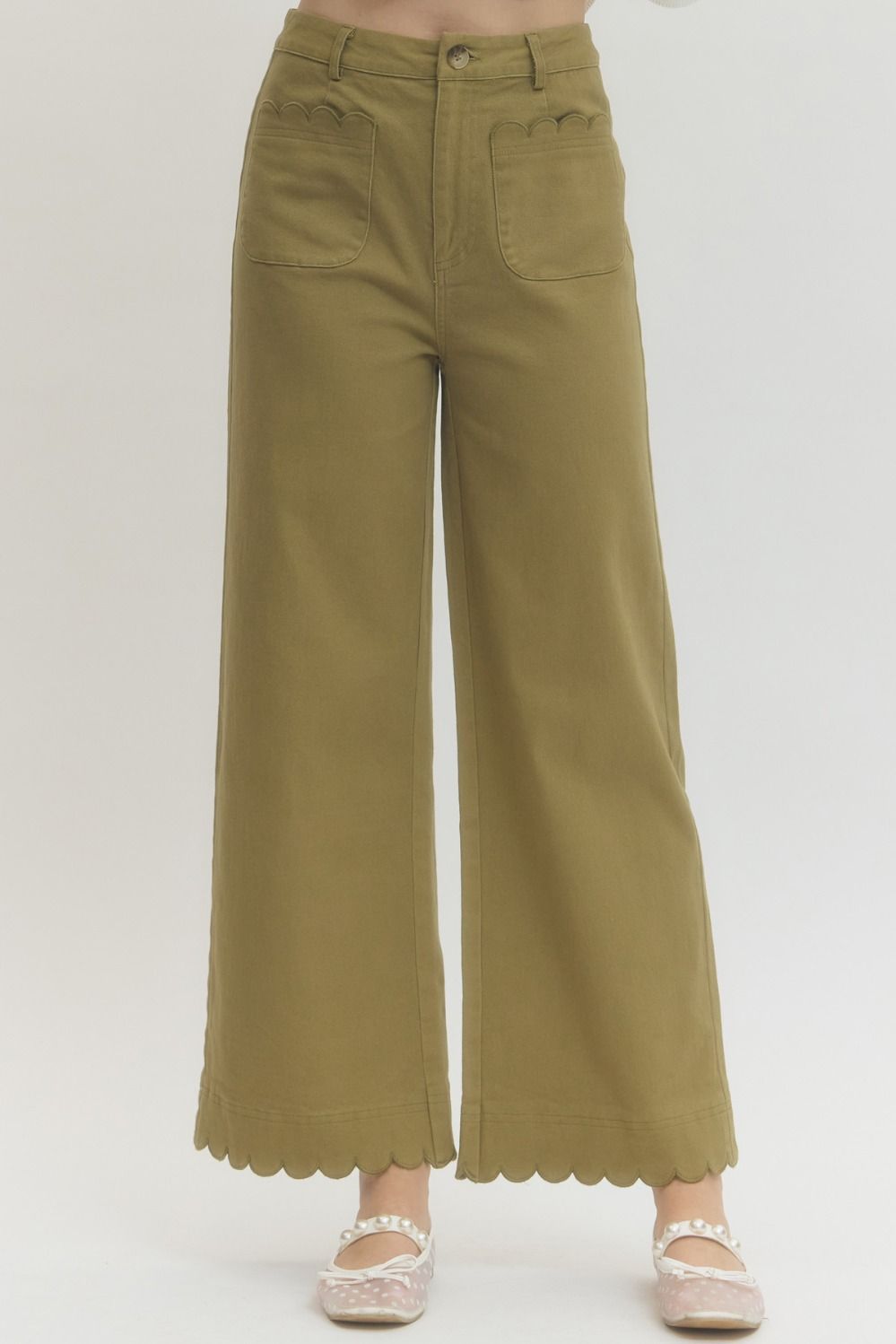 Scallop Hem Wide Leg Denim