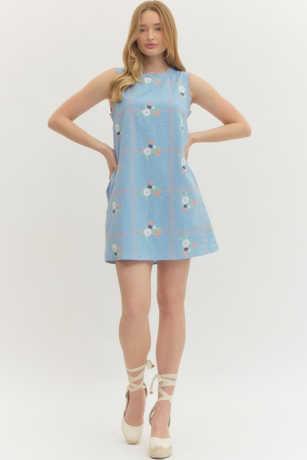 Scallop Trim Shift Dress by Entro