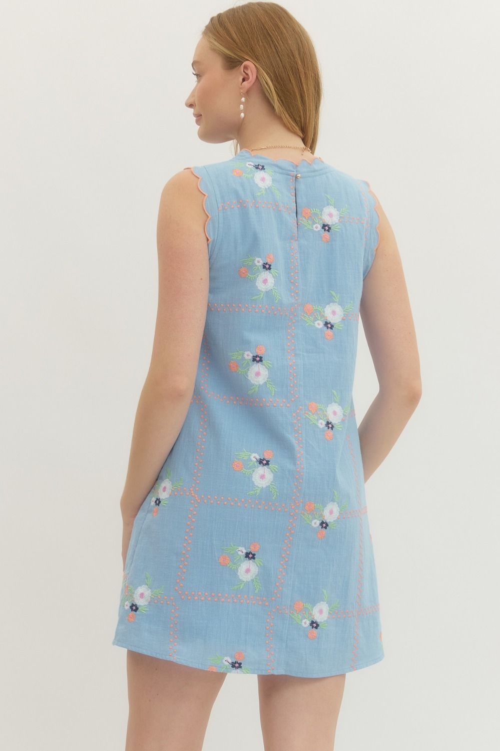 Scallop Trim Shift Dress by Entro