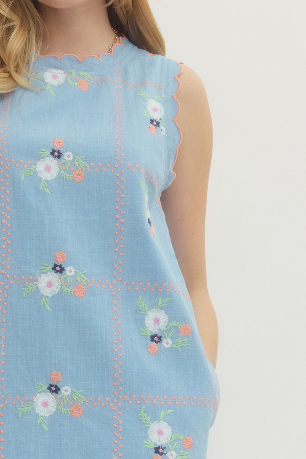 Scallop Trim Shift Dress by Entro