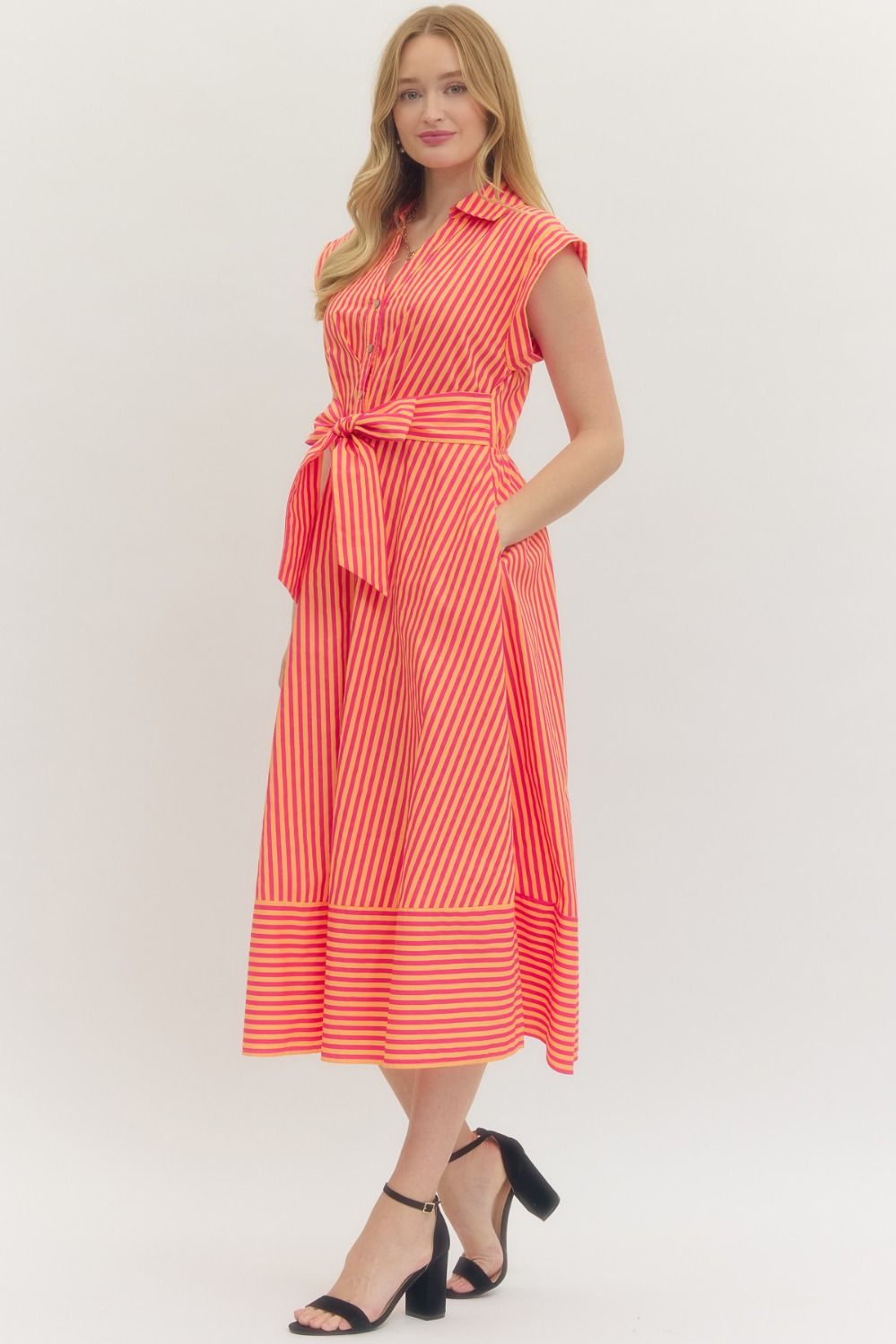 Daisy Striped Midi Dress by Entro