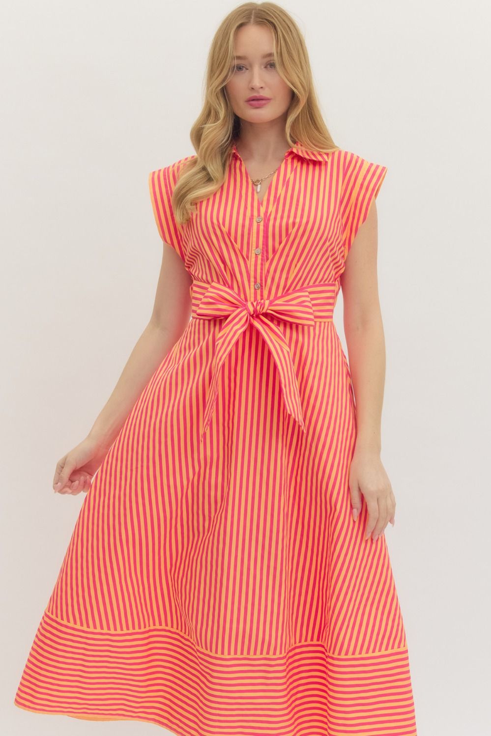 Daisy Striped Midi Dress by Entro