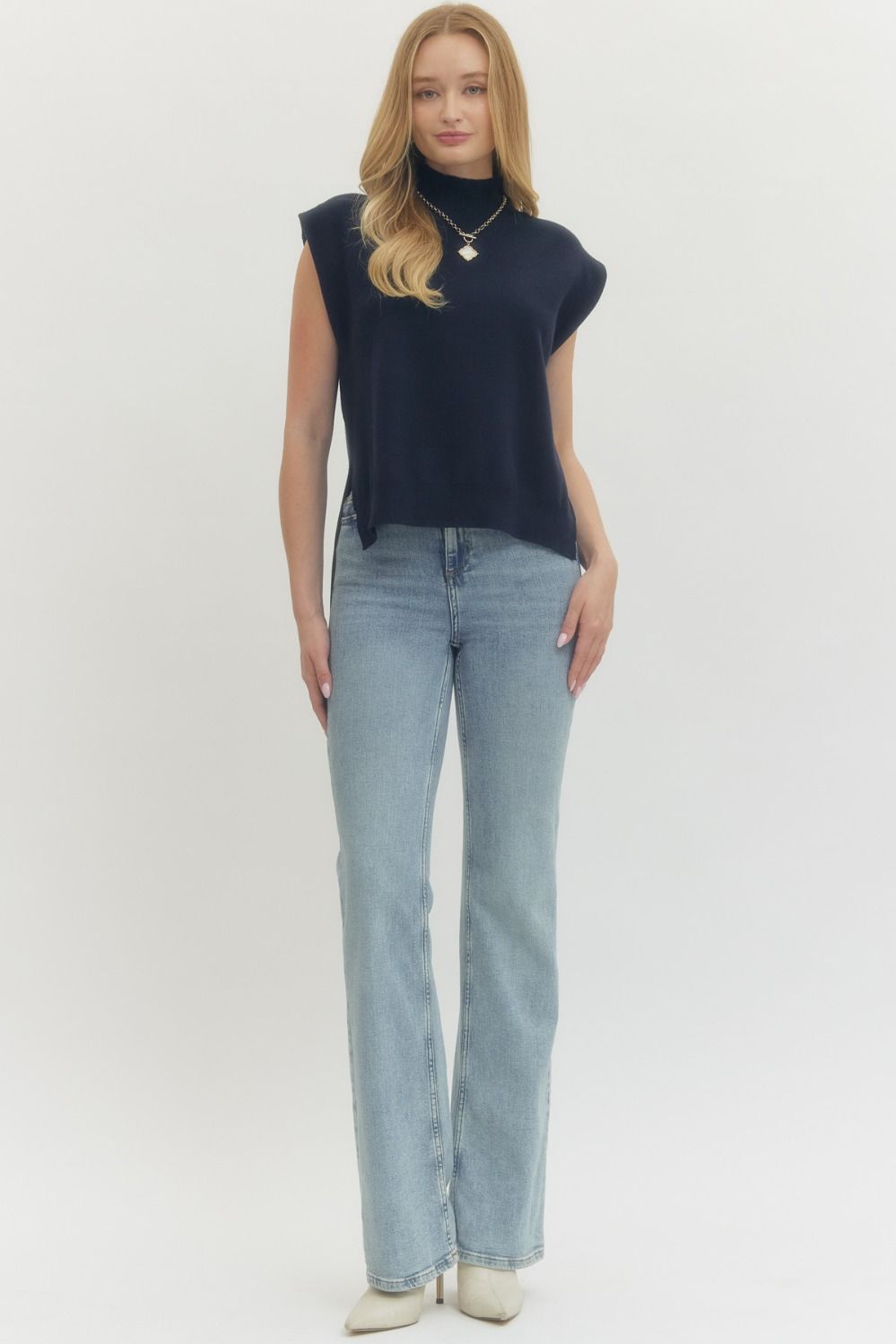 The Carrie Mock Neck Sleeveless Sweater