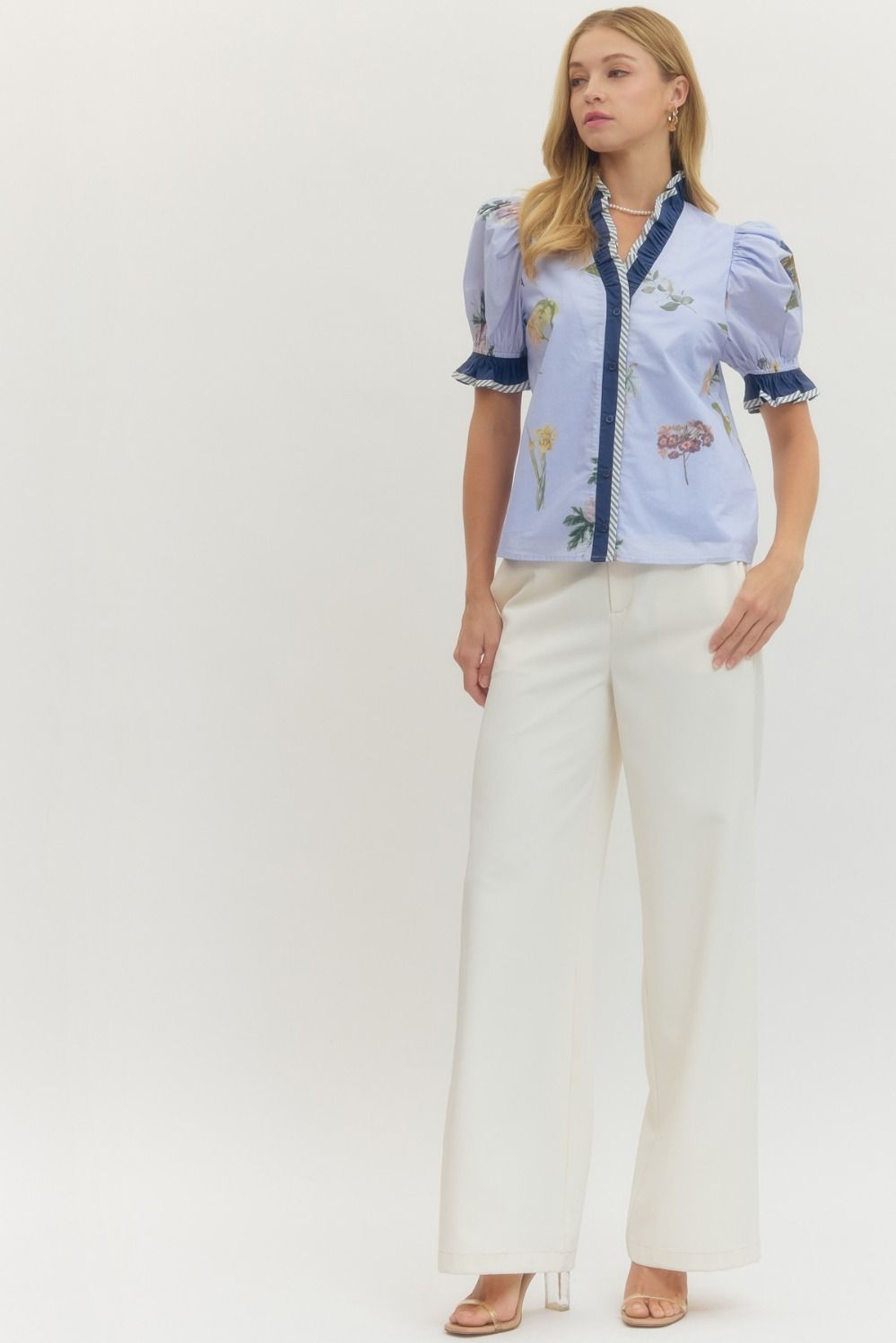 Savannah Ruffle Sleeve Blouse by Entro