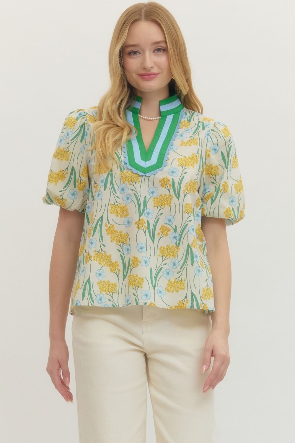 Sunny Floral Print Puff Sleeve Blouse