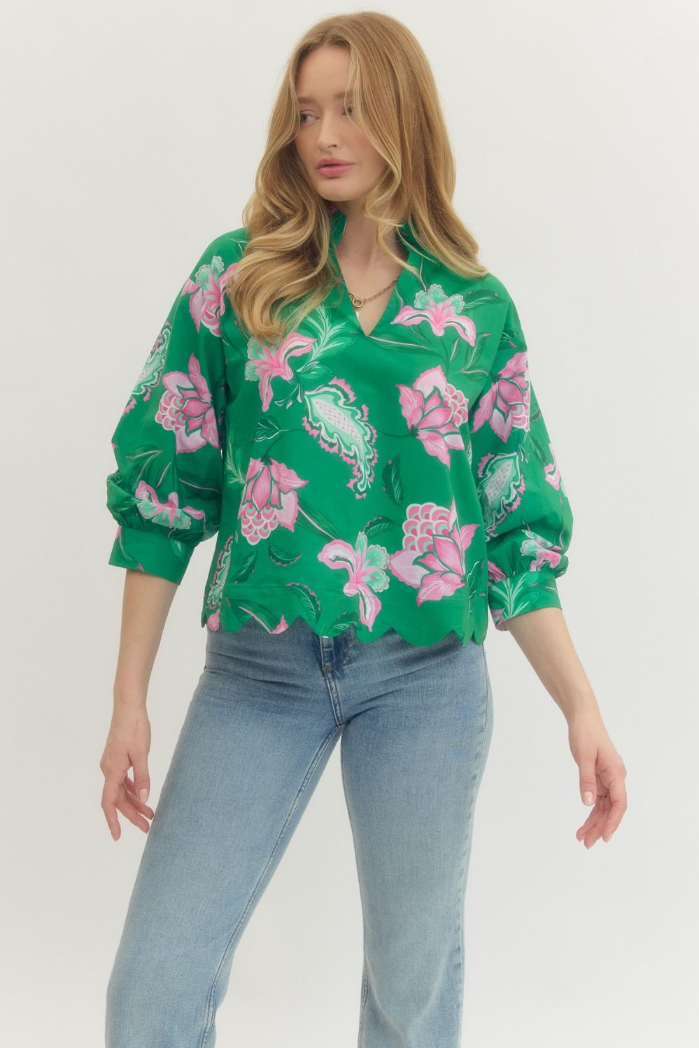 Layla Scallop Hem Blouse