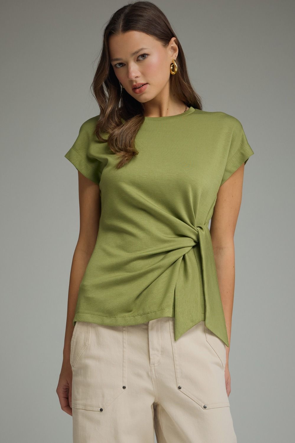 Gretta Side Tie Top in Matcha Green