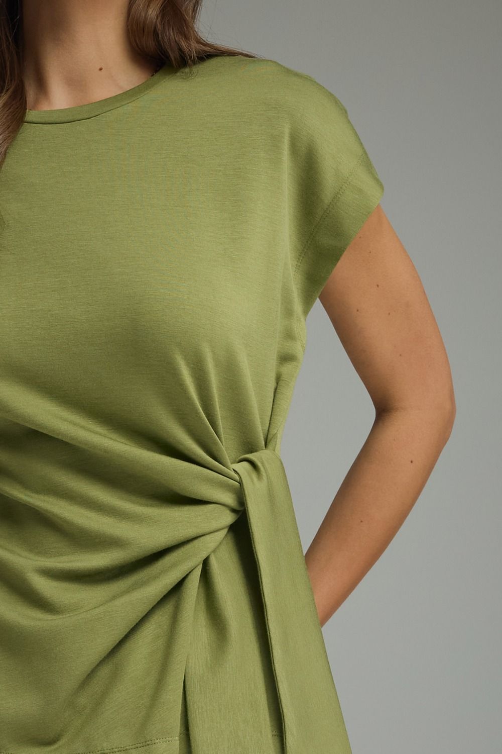 Gretta Side Tie Top in Matcha Green