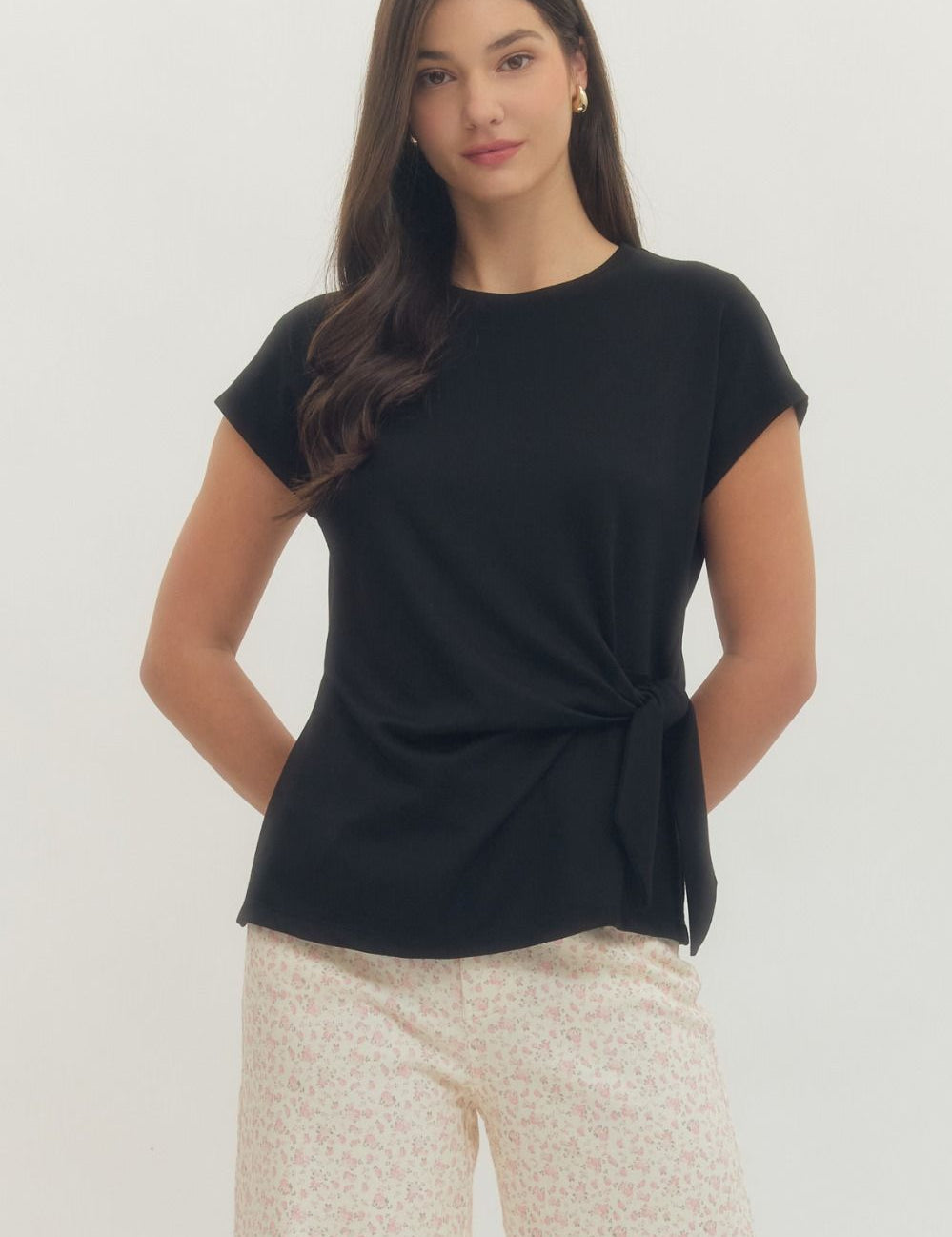 Claudia Side Tie Top Black