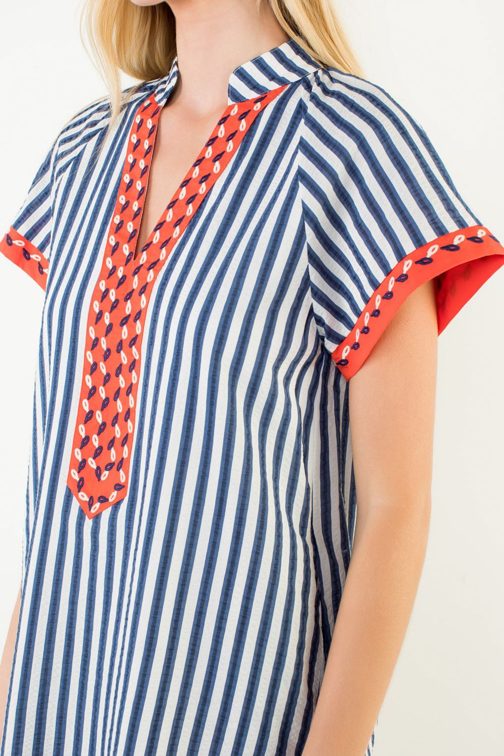 Nicka Striped V Neck Dress by THML