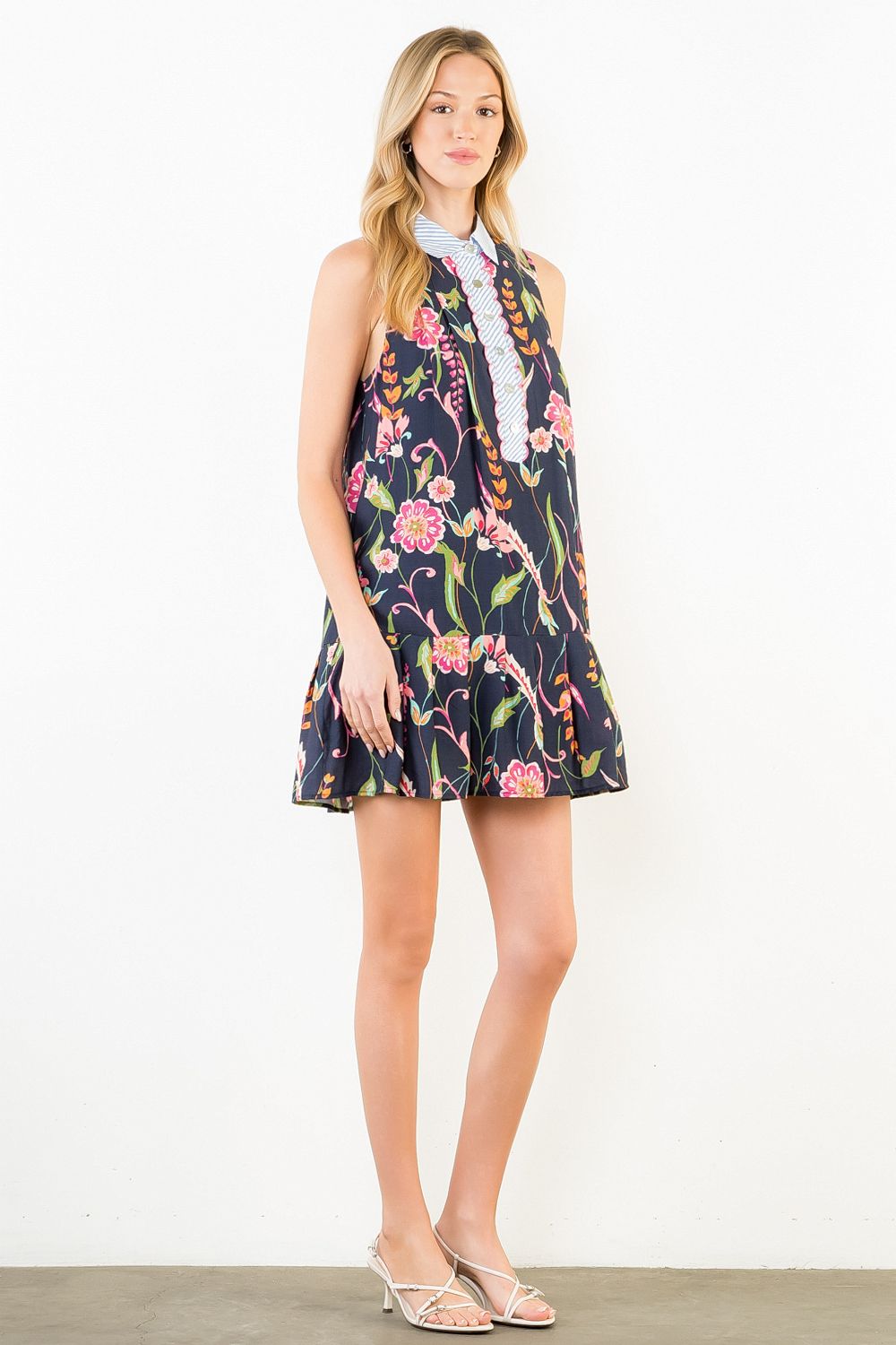 THML Collared Sleeveless Dress