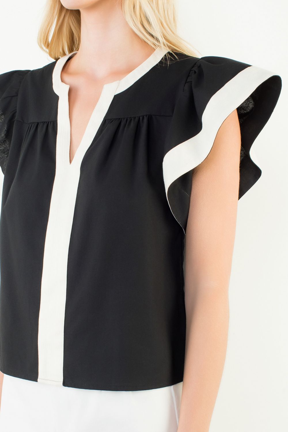 Cammy Flutter Sleeve V Neck Top