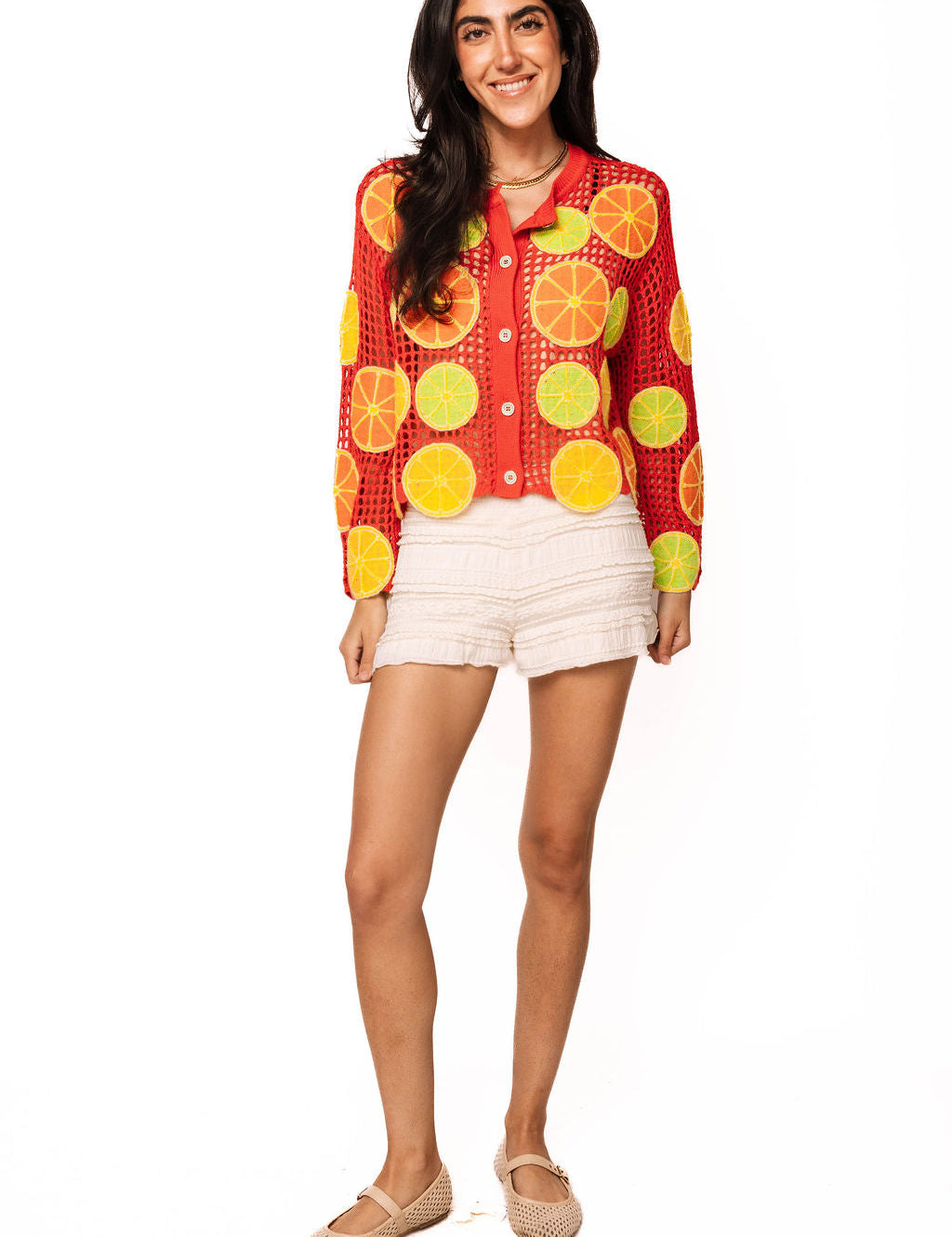 Queen of Sparkles Fruit Crochet Cardigan