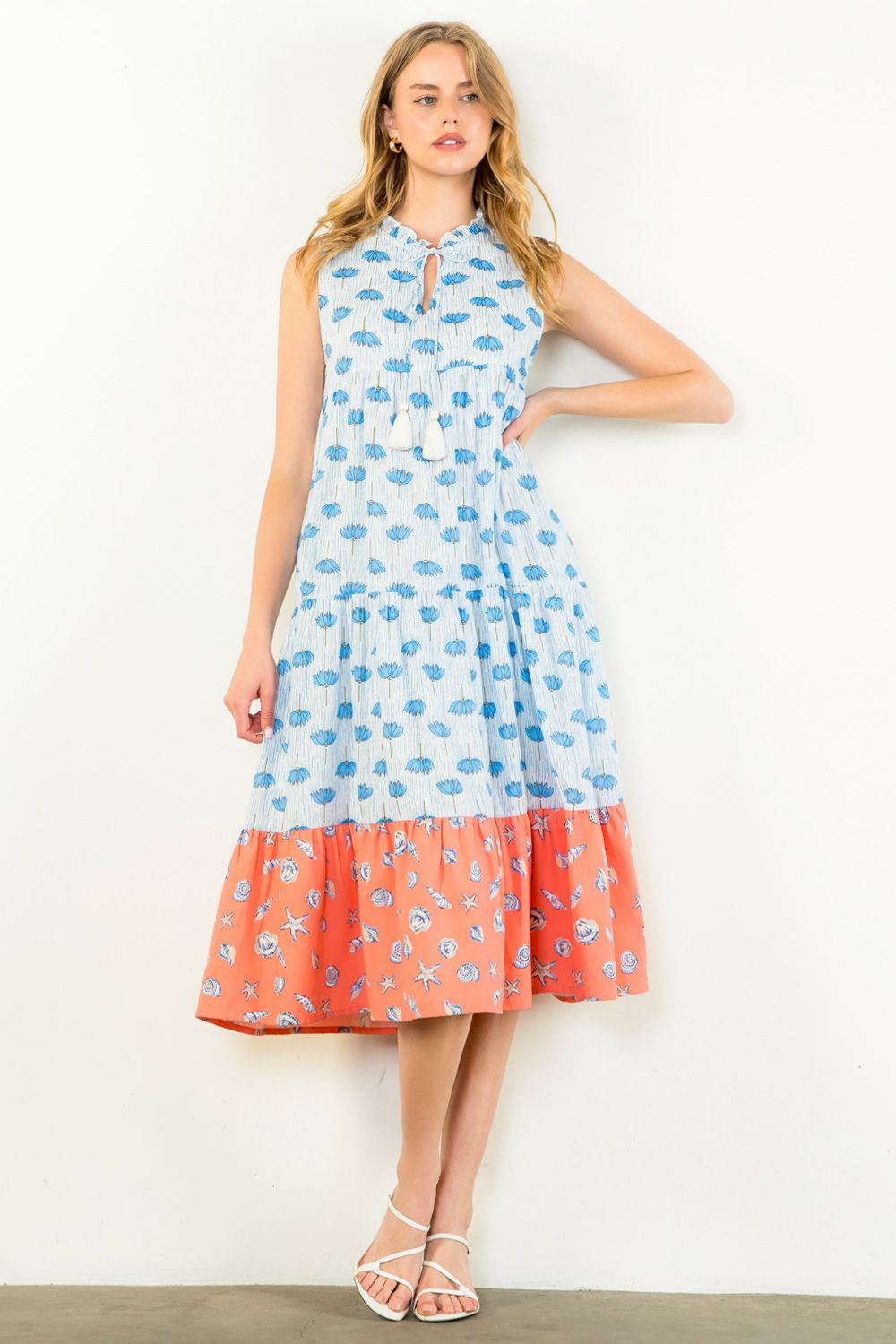 THML Sleeveless Flower Maxi Dress