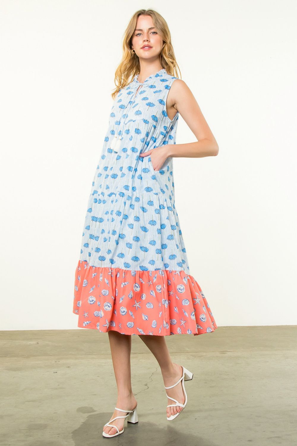 THML Sleeveless Flower Maxi Dress