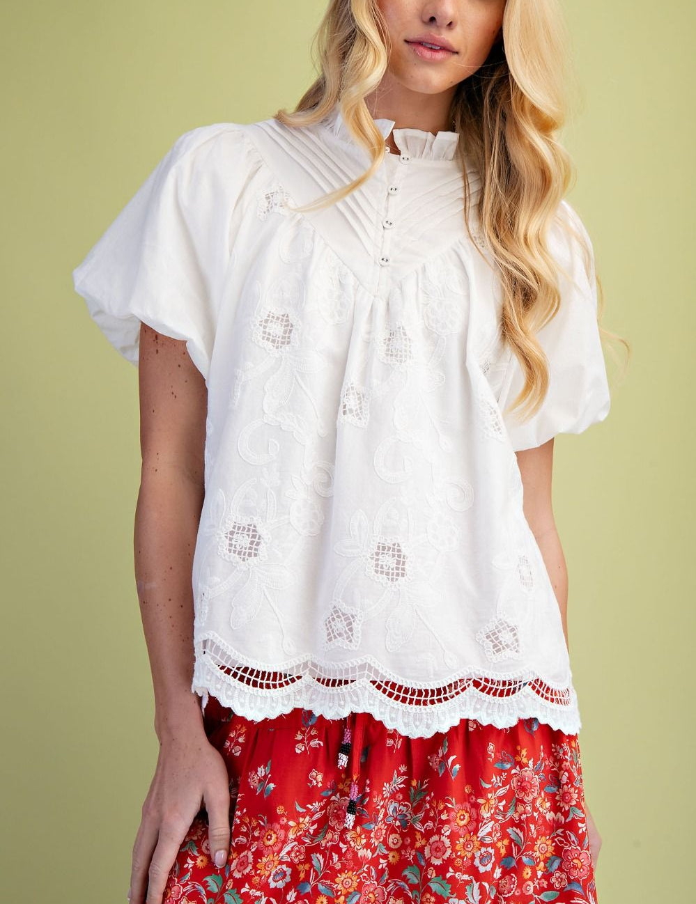 Boho Chic White Cotton Blouse